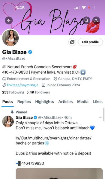 Gia Blaze - AIRPORT, 22 Caucasian/White female escort, Niagara